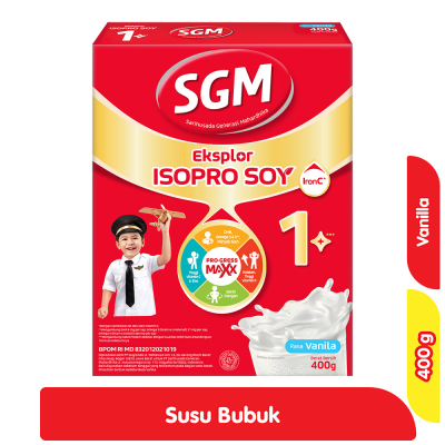Promo SGM Eksplor ISOPRO SOY 1+ Susu Bubuk Pertumbuhan Anak Vanila 400 g Alfamart