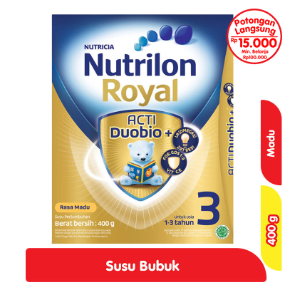 Promo Nutrilon Royal 3 Susu Bubuk Pertumbuhan Anak Madu 400 g Alfamart
