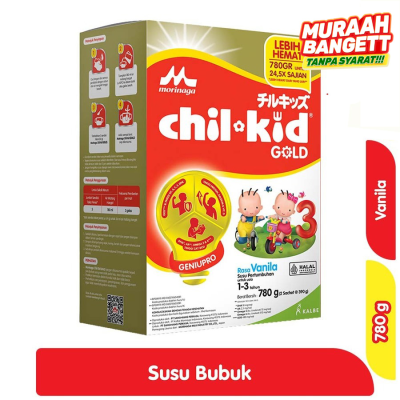 Promo Morinaga chil-kid 3 Gold Susu Bubuk Pertumbuhan Anak 1-3 Tahun Vanila 780 g Alfamart