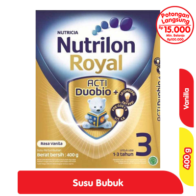 Promo Nutrilon Royal 3 Susu Bubuk Pertumbuhan Anak Vanila 400 g Alfamart