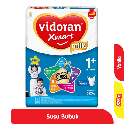 Promo Vidoran Xmart 1+ Susu Pertumbuhan Anak 1-3 Tahun Vanilla 325 g Alfamart