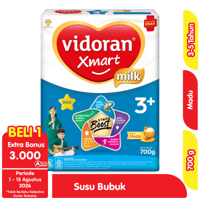 Promo vidoran Xmart 3+ Susu Bubuk Pertumbuhan Anak 3-5 Tahun Madu 700 g Alfamart