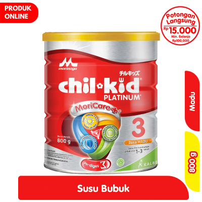 Promo Morinaga chil-kid 3 Platinum Susu Bubuk Pertumbuhan Anak 1-3 Tahun Madu 800 g Alfamart