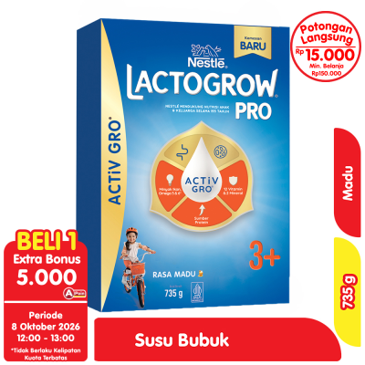 Promo Lactogrow Pro 3+ Susu Bubuk Pertumbuhan Anak Pra Sekolah Madu 735 g Alfamart