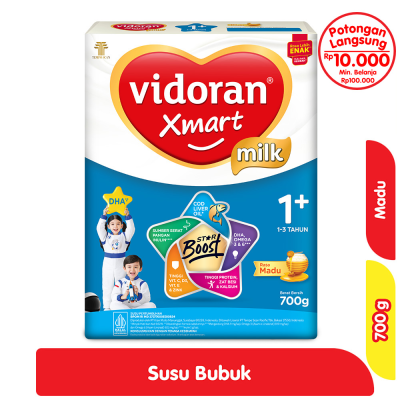Promo vidoran Xmart 1+ Susu Pertumbuhan Anak 1-3 Tahun Madu 700 g Alfamart