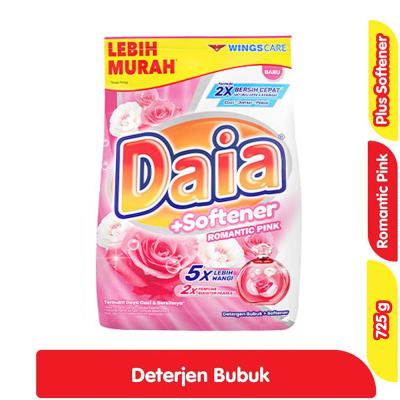 Promo Daia Deterjen Bubuk + Pelembut Pakaian Romantic Pink 725 g Alfamart