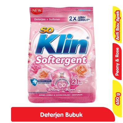 Promo So Klin Softergent Deterjen Bubuk + Pelembut Pakaian Peony & Rose 650 g Alfamart