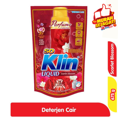 Promo So Klin Deterjen Cair Scarlet Blossom Refill 675 g Alfamart
