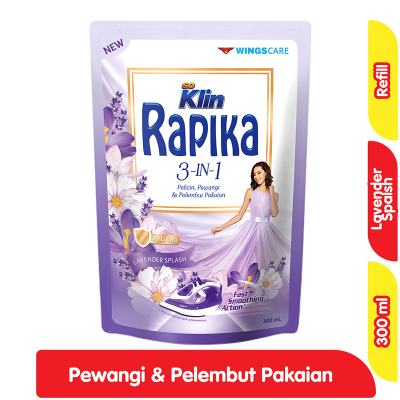 Rapika Pelicin, Pewangi & Pelembut Pakaian Lavender Splash Refill 300 ml