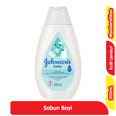 Promo Johnson's Baby Milk + Rice Sabun Mandi & Sampo Bayi Botol 200 ml Alfamart