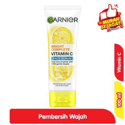 Promo Garnier Bright Complete Pembersih Wajah Scrub Vitamin C 100 ml Alfamart