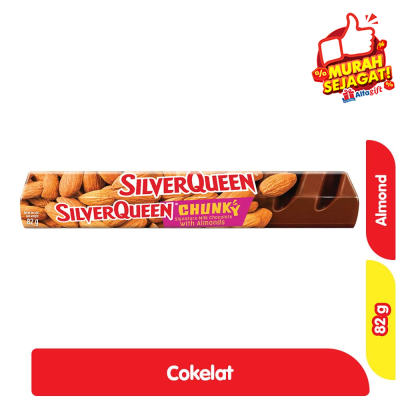 Promo SilverQueen Chunky Bar Cokelat Almond 82 g Alfamart