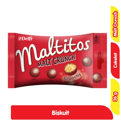 Promo Delfi Maltitos Biskuit Malt Crunch Cokelat 26 g Alfamart
