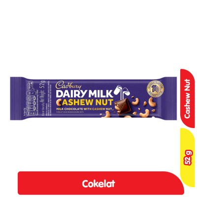 Promo Cadbury Dairy Milk Cokelat Susu Cashew Nut 52 g Alfamart