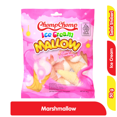 Promo Chomp-Chomp Mallow Es Krim Marshmallow Stroberi 50 g Alfamart