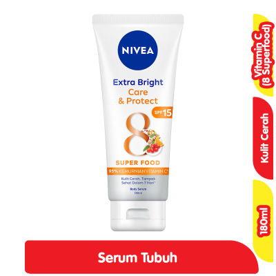 Promo Nivea Extra Bright Serum Pelembap Tubuh SPF 15 Care & Protect Tube 180 ml Alfamart