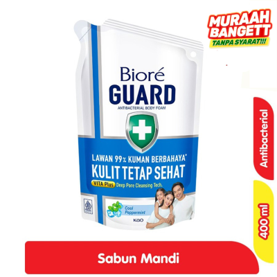 Promo Biore Guard Sabun Mandi Cair Cool Peppermint Anti Bakteri 400 ml Alfamart