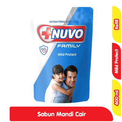 Promo Nuvo Family Sabun Mandi Cair Anti Bakteri Mild Protect Refill 400 ml Alfamart