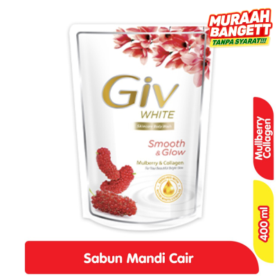 Promo Giv White Collection Sabun Mandi Cair Mulberry & Collagen Refill 400 ml Alfamart