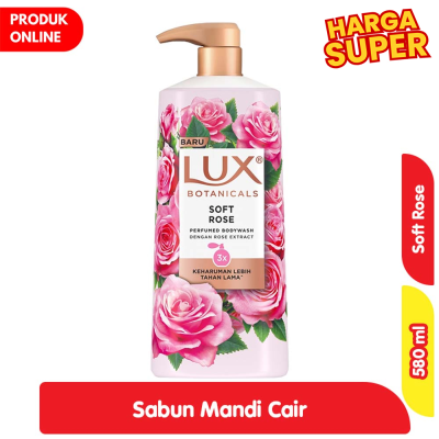 Promo Lux Botanicals Sabun Mandi Cair Soft Rose 580 ml Alfamart