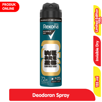 Promo Rexona Men FIFA Limited Edition Deodoran Pria Invisible Dry Spray 135 ml Alfamart