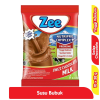 Promo Harga ZEE Susu Bubuk Swizz Chocolate per 10 sachet 40 gr - Alfamart