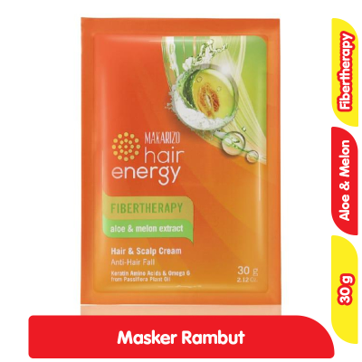 Makarizo Hair Energy Fibertherapy Masker Rambut Aloe & Melon Extract 30 g