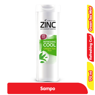 Promo Zinc Sampo Anti Ketombe Refreshing Cool Green Tea Mint Botol 170 ml Alfamart