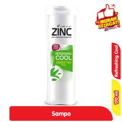 Promo Zinc Sampo Anti Ketombe Refreshing Cool Green Tea Mint Botol 170 ml Alfamart