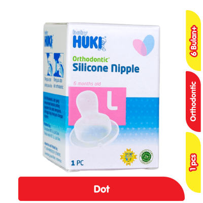 Promo Baby Huki Dot Botol Bayi Silikon Ortodontik L 1 pcs Alfamart