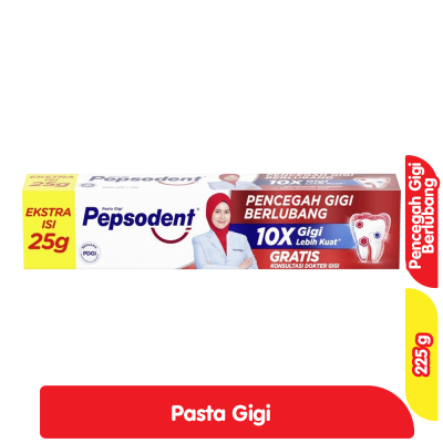Promo Pepsodent Pasta Gigi Pencegah Gigi Berlubang 225 g Alfamart
