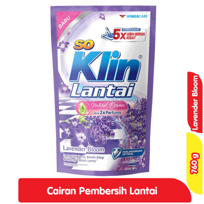 Promo So Klin Cairan Pembersih Lantai Lavender Bloom Refill 760 g Alfamart