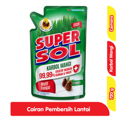 Promo Supersol Karbol Cairan Pembersih Lantai Cemara Refill 720 g Alfamart