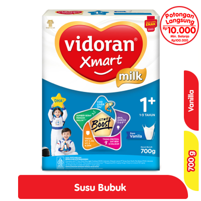 Promo vidoran Xmart 1+ Susu Pertumbuhan Anak 1-3 Tahun Vanila 700 g Alfamart