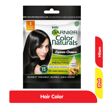 Promo Garnier Express Cream Pewarna Rambut 01 Hitam Alami 20 g Alfamart