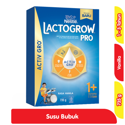 Lactogrow Pro 1+ Susu Pertumbuhan Anak 1 - 3 Tahun Vanila 735 g
