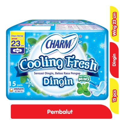 Charm Cooling Fresh Pembalut Wanita Wing Natural Mint 23 cm 15 pcs