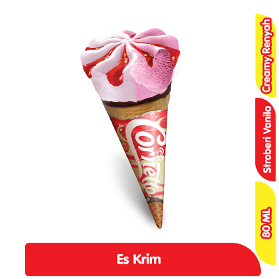 Promo Wall's Cornetto Es Krim Stroberi & Vanila 80 ml Alfamart