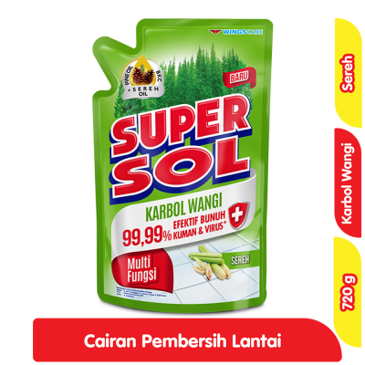 Promo Supersol Karbol Cairan Pembersih Lantai Sereh Refill 720 g Alfamart