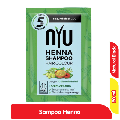 Promo NYU Henna Sampo Pewarna Rambut Natural Black Sachet 20 ml Alfamart