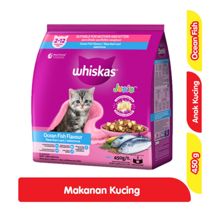 Promo Whiskas Makanan Kucing Kering Kitten Rasa Ikan Laut 450 g Alfamart