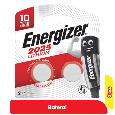 Promo Energizer 2025 Baterai Lithium Bulat 3V CR2025 2 pcs Alfamart