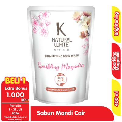 Promo K-Natural White Sabun Mandi Cair Sparkling Magnolia Refill 400 ml Alfamart