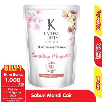 Promo K-Natural White Sabun Mandi Cair Sparkling Magnolia Refill 400 ml Alfamart