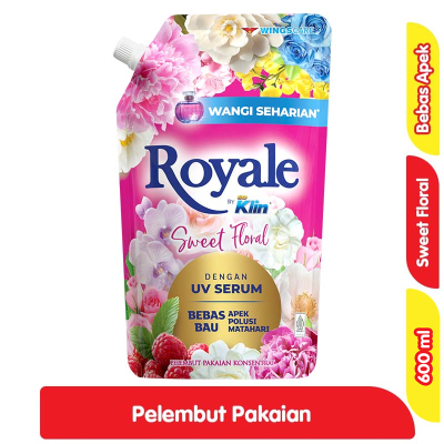 Promo Royale by So Klin Pelembut & Pewangi Pakaian Sweet Floral Refill 600 ml Alfamart