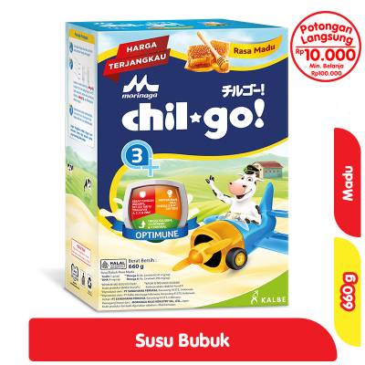 Promo Morinaga chil-go 3+ Susu Bubuk Pertumbuhan Anak 3 - 12 Tahun Madu 660 g Alfamart