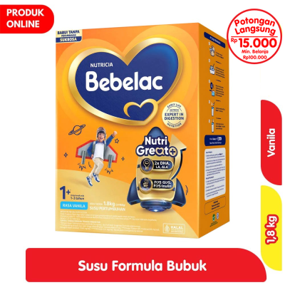 Promo Bebelac 1+ GroGreat+ Susu Bubuk Pertumbuhan Anak Vanila 1.8 kg Alfamart