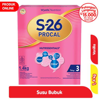 Promo S-26 Procal Tahap 3 Susu Pertumbuhan Anak 1-3 Tahun Vanila 1.4 kg Alfamart