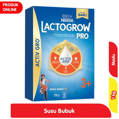 Promo Lactogrow Pro 3+ Susu Bubuk Pertumbuhan Anak Pra Sekolah Madu 1 kg Alfamart