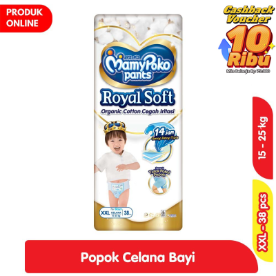 Promo MamyPoko Royal Soft Organic Cotton Popok Celana Bayi Boys XXL 38 pcs Alfamart